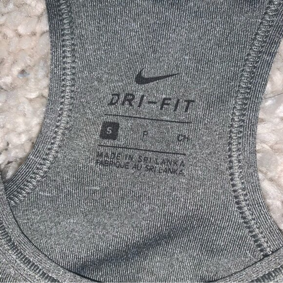 Nike Sports Bra Women’s Size Small Smoke Grey‎ Black Swoosh Logo Dri-fit - Picture 8 of 10